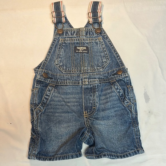 OshKosh B'gosh Blue Denim Short Overalls - Picture 1 of 5